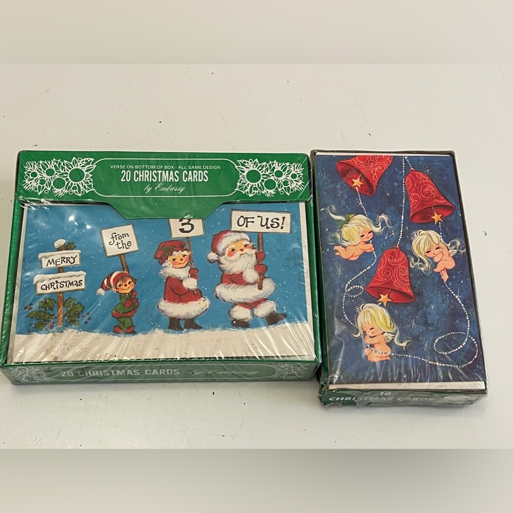 Vintage Mid Century Christmas Santa and Angels  cards 38 total